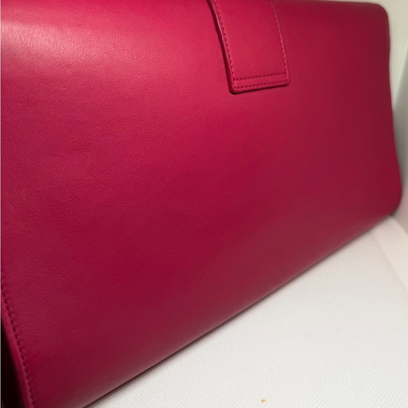 Yves Saint Laurent Clutch Fuchsia with Gold Accent, suede interior - Picture 3 of 6